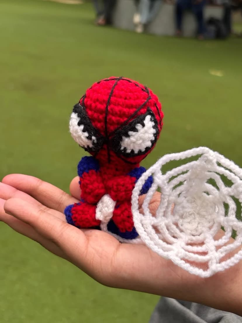 Handmade Crochet Spider-Man Keychain – Cute Keyring