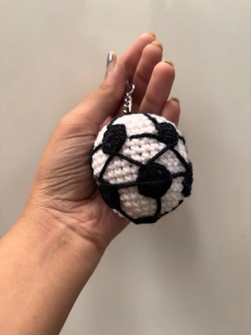 Handmade Crochet Football Keychain