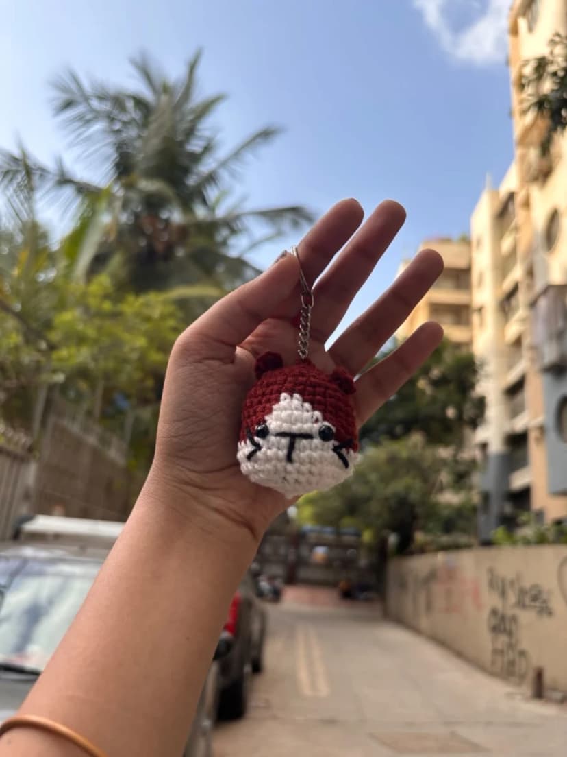 Handmade Crochet Teddy Bunny Face Keychain