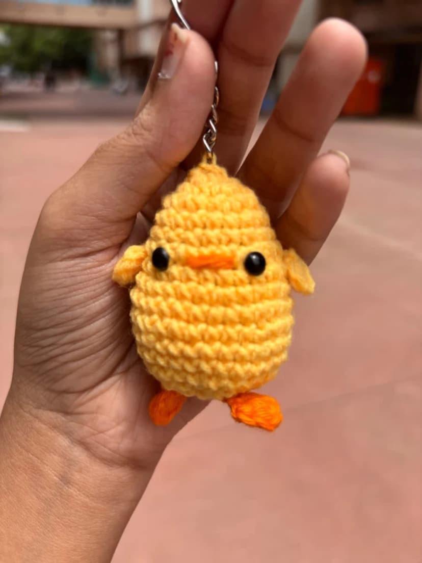 Handmade Crochet Chick Keychain